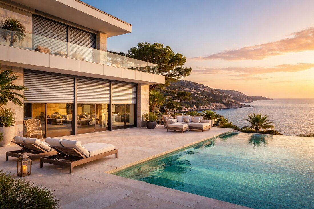 Villa mediterránea con persianas de aluminio en Salou