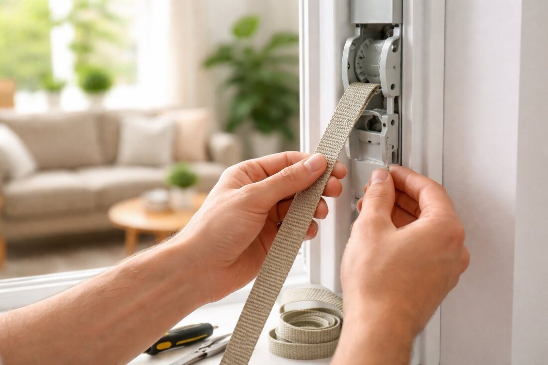 Técnico cambiando cinta de persiana en vivienda de Salou